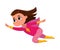 Cute Brunette Girl in Pink Superhero Comics Costume, Adorable Kid Character Flying in Superhero Pose Cartoon Style