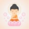 Cute Buddha Sitting On pink Lotus vector design