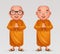 Cute buddhist monk traditional asian buddhism culture religion cartoon 3d realistic character design vector illustration