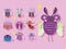 Cute bugs insects animal nature in cartoon style icons