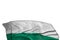 Cute Bulgaria flag with large folds lie in the bottom isolated on white - any celebration flag 3d illustration