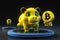 cute bull 3d rendered with bitcoins