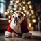 Cute Bulldog dressed like santa claus