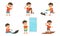 Cute Bully Boy in Different Situations Set, Funny Hoodlum Little Kid, Bad Child Behavior Vector Illustration