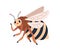 Cute bumblebee flying and greeting with hi gesture. Happy smiling insect, baby character. Funny plump fat bug with wings