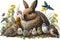 Cute Bunnies Easter, Woodland Bunny: A bunny surrounded by other woodland creatures