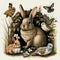 Cute Bunnies Easter, Woodland Bunny: A bunny surrounded by other woodland creatures