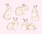 Cute Bunnies illustration in pastel style