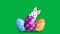 Cute bunny behind the easter eggs and blinking eyes