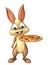 Cute Bunny cartoon character with pizza