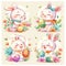 cute bunny celebrate ester with coloring egg