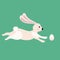 Cute Bunny Easter hunting for an egg. Cartoon funny Easter Rabbit, illustration