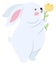 Cute bunny with flower. White animal spring mascot