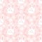 Cute bunny with flowers and leaf seamless pattern background