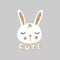 Cute bunny. Funny illustration. Lovely rabbit with golden glitter.