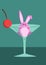 A cute bunny inside a wine glass