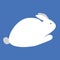 A cute bunny isolated on blue background for design, simple minimalistic vector stock illustration with white animal for kids and