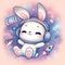 A cute bunny rabbit in astronaut vibes, chill, rocket, nebula, galaxy, adorable, cartoon, dreamy