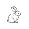 Cute bunny rabbit line art vector drawing, hand drawn minimalism style.