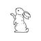 Cute bunny rabbit line art vector drawing, hand drawn minimalism style.