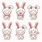 Cute bunny rabbit mascot with various kinds of expressions set collection