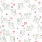 Cute Bunny. Seamless Pattern with rabbit. Funny cartoon characters with hearts isolated on a white background. Watercolor illustra