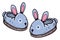 Cute bunny slippers, illustration, vector
