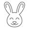 Cute Bunny thin line icon, easter and holiday, rabbit sign, vector graphics, a linear pattern on a white background, eps