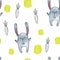 Cute Bunny . Vector watercolor seamless pattern