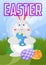 cute bunny waiting for easter holiday in illustration
