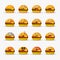 Cute burger with emoticons set