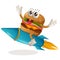 Cute burger flying on rocket