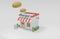 cute burger front isometric shop and store ,low poly building flower pot and board landscape geometric scene on white background c