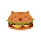 Cute burger Kawaii food cartoon character vector Illustration on a white background