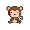 Cute business monkey icon on white background. Mascot cartoon animal character design of album, scrapbook, greeting card,