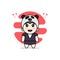 Cute business woman character wearing panda costume