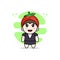 Cute business woman character wearing tomato costume