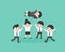 Cute businessman team throwing manager in the air, business situation of celebrate teamwork success concept