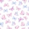 Cute butterflies hand drawn watercolor seamless pattern