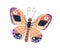 Cute butterfly character. Happy funny beautiful insect with positive face expression. Fairytale tropical moth with wings
