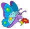 Cute butterfly holding flower