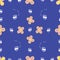 Cute buzzing bees and daisy vector seamless pattern