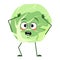 Cute cabbage character with emotions in a panic grabs his head, face, arms and legs. The funny or sad food hero