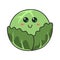 Cute cabbage character with face. Kawaii doodle cabbage isolated on white background.