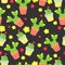 Cute cacti, flowerpots. Seamless pattern with cute cacti. Nature,spring. Cute illustration.