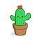 Cute cactus character say hello
