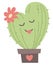 Cute Cactus heart shaped with floral. Valentine`s day illustration isolated on white