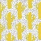 Cute cactus seamless pattern on polka dot background. Doodle exotic wallpaper.