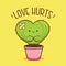 cute cactus shaped heart in pink pot illustration character