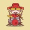 cute caishen god playing drums